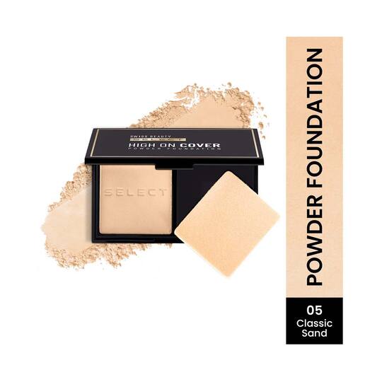 Swiss Beauty Select High On Cover Powder Foundation with Sponge - 5-Classic Sand (5.5 g)