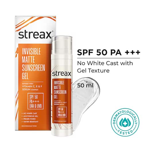 Streax Invisible Matte Gel Sunscreen SPF 50 PA+++ (50 g)