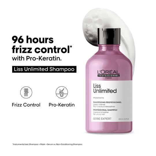 L'OREAL PROFESSIONNEL Liss Unlimited Shampoo for Frizzy & Unruly Hair (300 ml) With Pro-Keratin