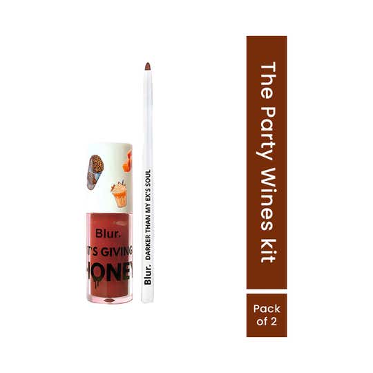 Blur India Lip Oil & Lipliner Combo - Burnt Honey & Chocolate Brown (2 pcs)