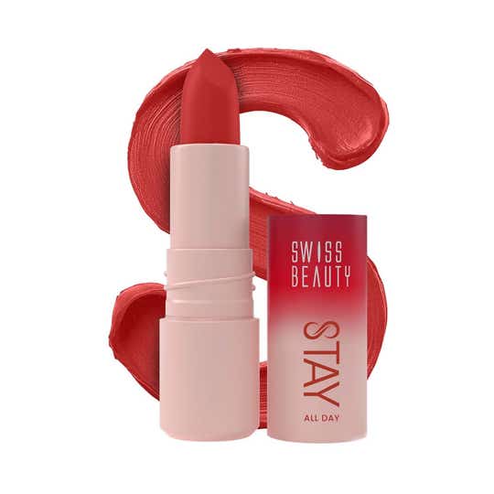 Swiss Beauty Stay All Day Lipstick with Vitamin E & Shea Butter - 10 Foxy (4 g)