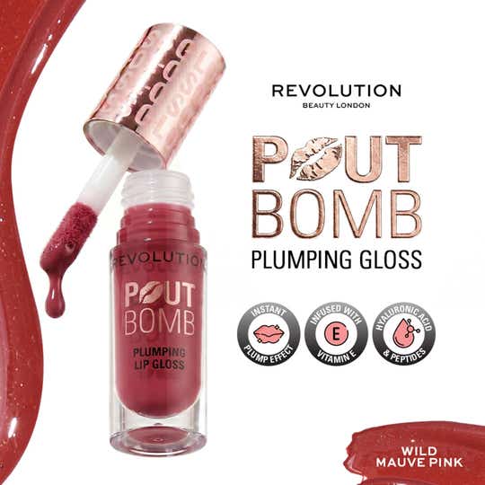 Makeup Revolution Pout Bomb Plumping Gloss - Wild Mauve Pink (4.6 ml)