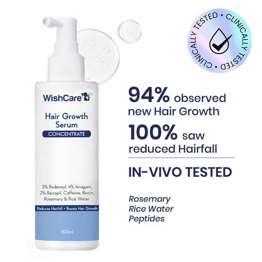 WishCare Hair Growth Serum Concentrate, In-Vivo Tested,Redensyl,Anagain,Biotin,Keratin & Rice Water (100 ml)