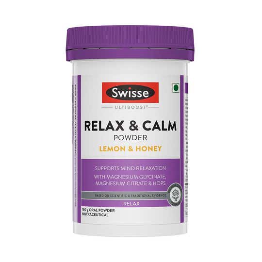 Swisse Relax and Calm Powder Magnesium Glycinate and Citrate + Hops Inositol and Choline (180 g)
