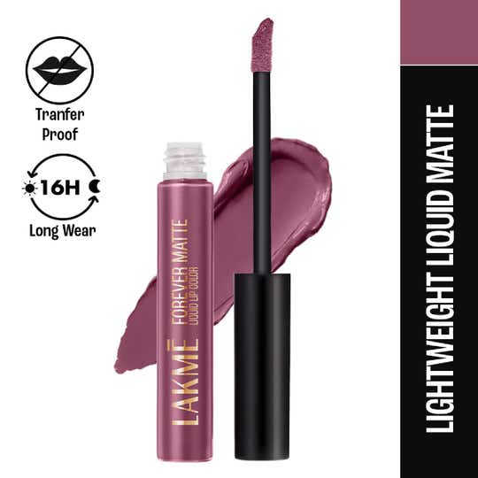 Lakme Forever Matte Liquid Lip 16hr Lipstick Lightweight & Transferproof - Mauve Fling (5.6 ml)