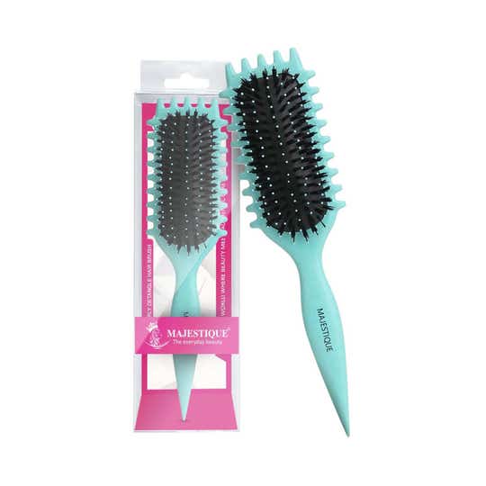 Majestique Curly Detangler Flat Hair Brush for Women - Green