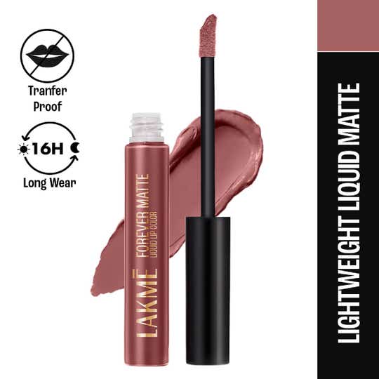 Lakme Forever Matte Liquid Lip 16hr Lipstick Lightweight & Transferproof - Nude Bloom (5.6 ml)