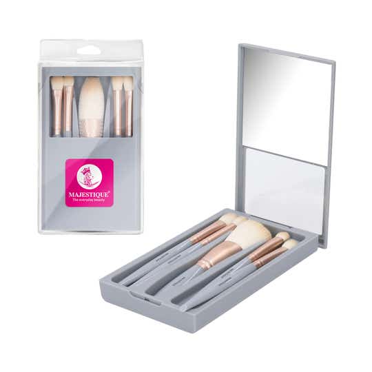 Majestique 5 in 1 Makeup Brush Set with Mirror (6 pcs)