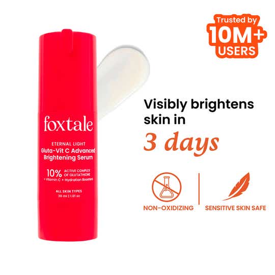 Foxtale 10% Glutathione +  Vitamin C Brightening Face Serum Sensitive Skin Safe (30 ml)