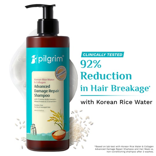 Pilgrim Korean Rice Water & Collagen Advanced Damage Repair Shampoo (400 ml)
