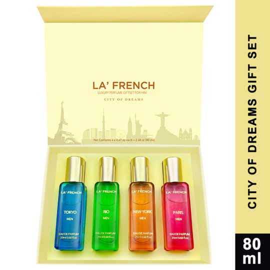 LA' French Tokyo, Rio, New York, Paris City Of Dream Luxury Perfume Gift Set For Him (4Pcs)