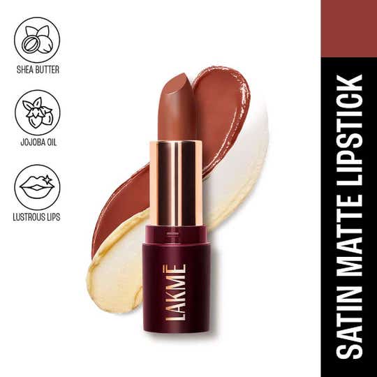 Lakme Ultimat Glam Satin Matte Lipstick - Nude Toffee (4.3 g)
