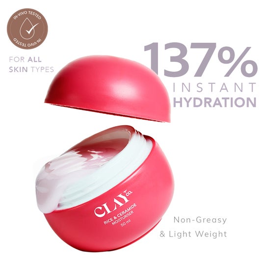 ClayCo. Rice & Ceramide Moisturiser with Exosomes Vitamin B12 & Cica For Barrier Repair (50 ml)