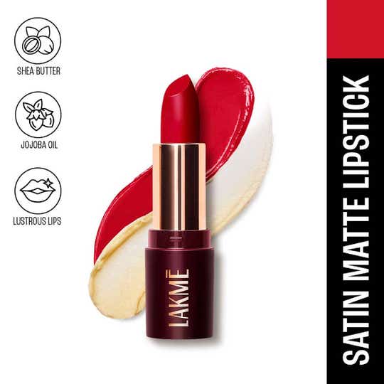 Lakme Ultimat Glam Satin Matte Lipstick - Bold Red (4.3 g)