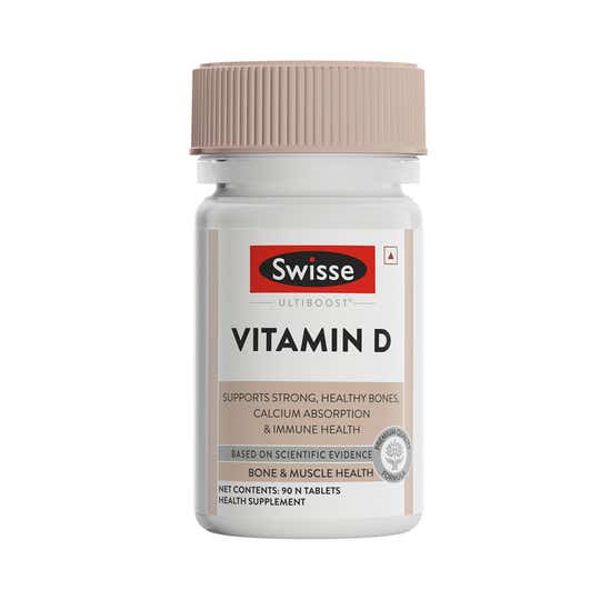 Swisse Vitamin D - 100% RDA of Vitamin D3 For Healthy Bones, Immunity & Strong Muscles (90 Tablets)