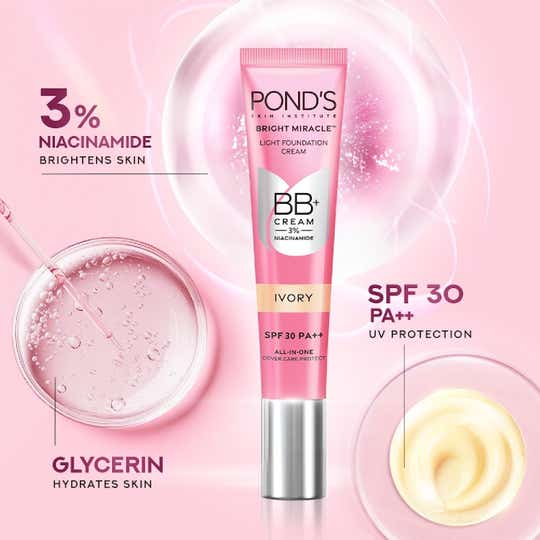 Pond's BB+ Cream Instant Spot Coverage + Light Makeup Glow - Ivory (18g)