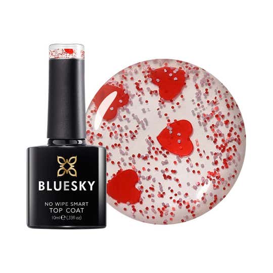 BLUESKY Queen Of Hearts Gel Top Coat with Red Heart Pieces (10 ml)