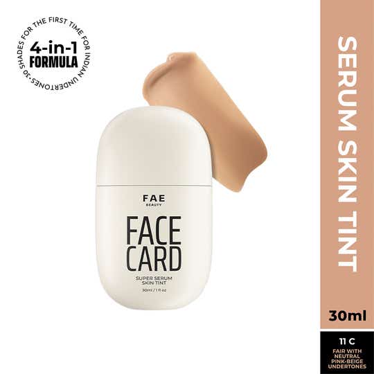 FAE BEAUTY Face Card 4-in-1 Super Serum Skin Tint With Dewy Finish, Shade - 11C - Neutral (30 ml)