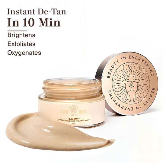 BiE O2WOW! Face Mask for Daily Tan Removal, Reduces Dark Spots & Pigmentation (20 g)