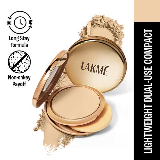 Lakme 9to5 Unreal Dual Cover Pressed Powder 2 In 1 Compact + Foundation - 10 Ivory (9 g)
