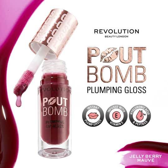Makeup Revolution Pout Bomb Plumping Gloss - Jelly Berry Mauve (4.6 ml)