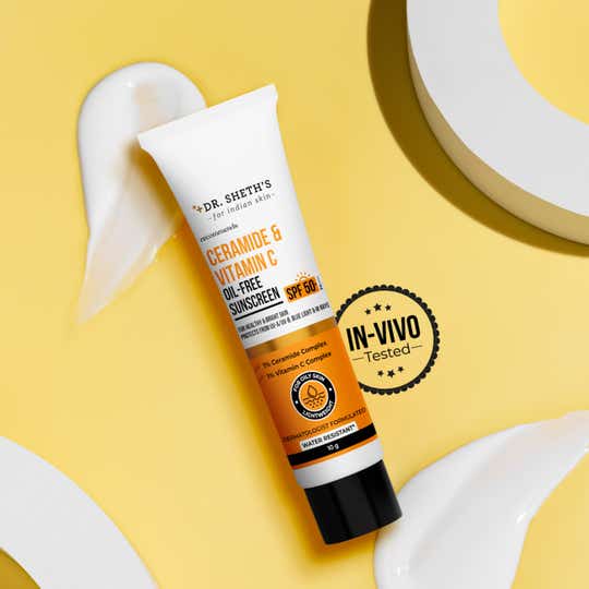Dr. Sheth's Ceramide & Vitamin C Oil-Free Sunscreen SPF 50+ PA++++ In-Vivo Tested (50g)