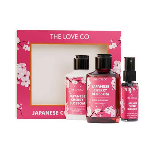 THE LOVE CO. Japanese Cherry Blossom Bath and Body Care Gift Set Box (3 pcs)