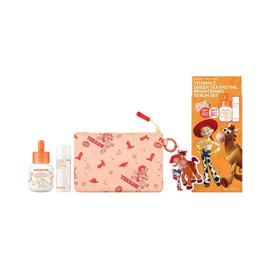 Innisfree Vitamin C Green Tea Enzyme Brightening Serum Set with Jessie Pouch (3 pcs)