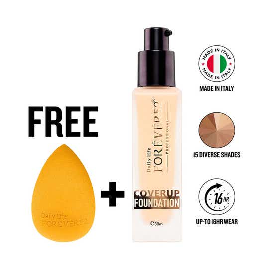 Daily Life Forever52 Coverup Foundation + Beauty Sponge - Biscuit 20.2 (2 pcs)