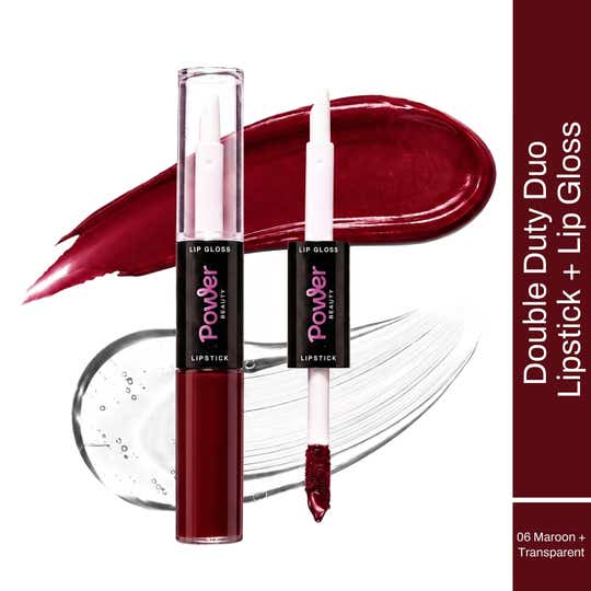 Power Beauty Double Duty Duo Lipstick + Lip Gloss  Maroon 06 + Transparent (10.5 ml)