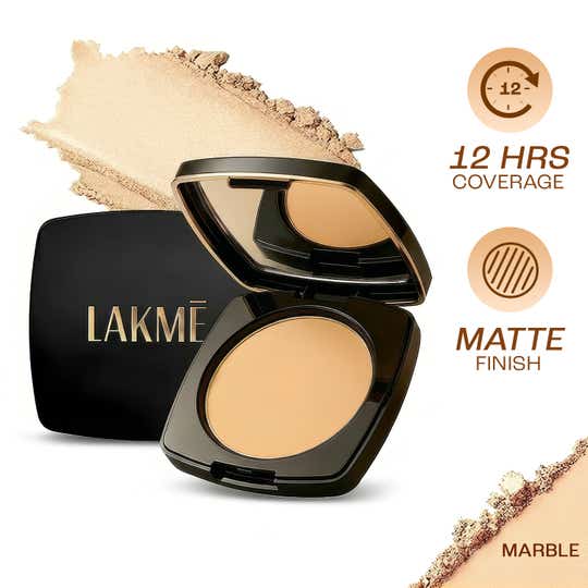 Lakme Forever Matte Compact Smooth Finish Lasts for 12 Hrs Even Toned Look - Marble (9 g)