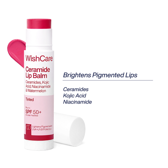 WishCare Tinted Ceramide Lip Balm for Dark Pigmented Lips with SPF50 PA+++ Heals Chapped Lips (5 g)