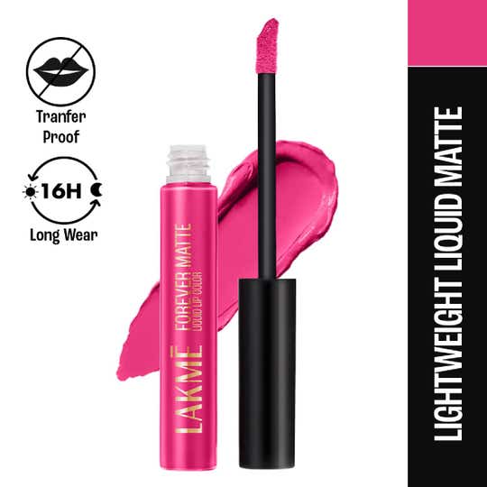 Lakme Forever Matte Liquid Lip 16hr Lipstick Lightweight & Transferproof - Pink Prom (5.6 ml)