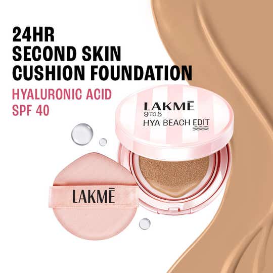 Lakme 9to5 Hya Beach Edit Cushion Foundation, SPF40, Full Matte Coverage,N 200-Neutral Nude (12 g)