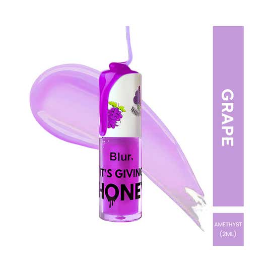 Blur India It's Giving Honey Tinted Lip Oil with Free Stickers - Grape Purple (2 ml)