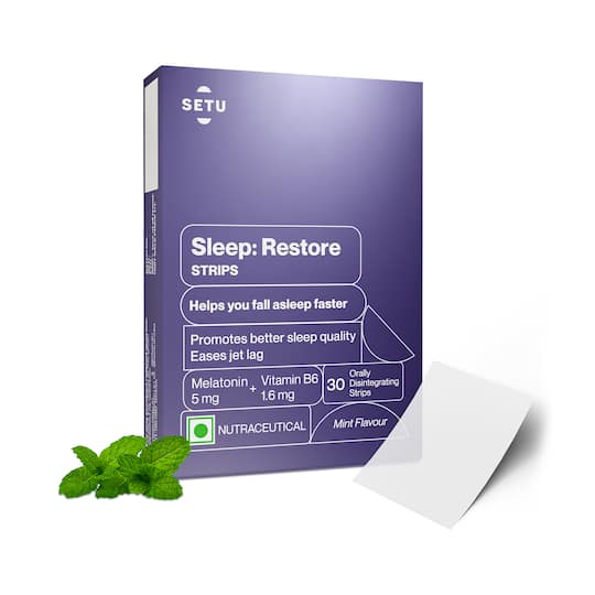 Setu Sleep Restore Melatonin 5mg Orally Dissolving Strips with Vitamin B6 for Sleep & Relaxation