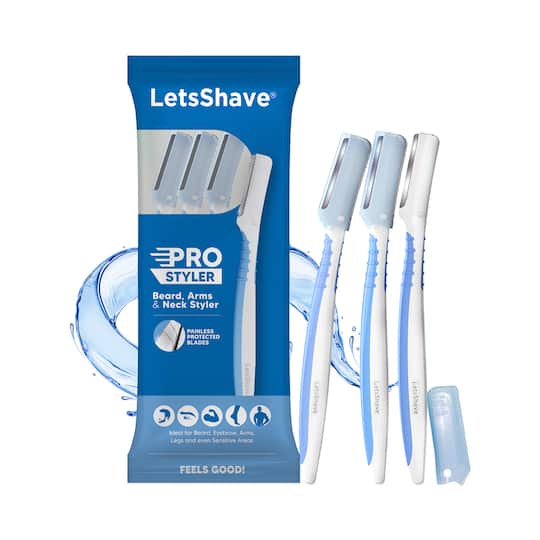 LetsShave Beard Pen Styler & Trimmer - White, Blue (3Pcs)