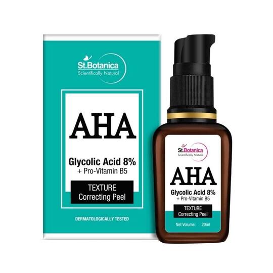 St.Botanica Aha Glycolic Acid 8% + Pro Vitamin B5 Texture Correcting Skin Peel Face Serum (20ml)