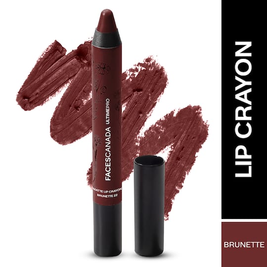 Faces Canada Ultime Pro Matte Lip Crayon, 8HR Stay, Creamy Matte,Intense Color -Brunette (2.8 g)