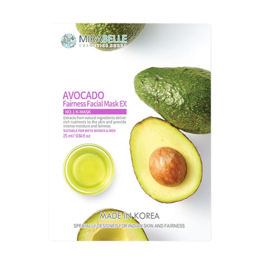 Mirabelle Cosmetics Korea Avocado Fairness Facial Sheet Mask Ex (25ml)