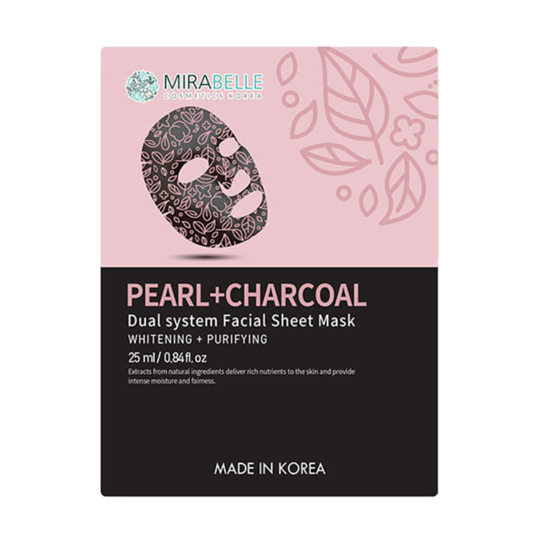 Mirabelle Cosmetics Korea Pearl And Charcoal Dual System Facial Sheet Mask (25ml)