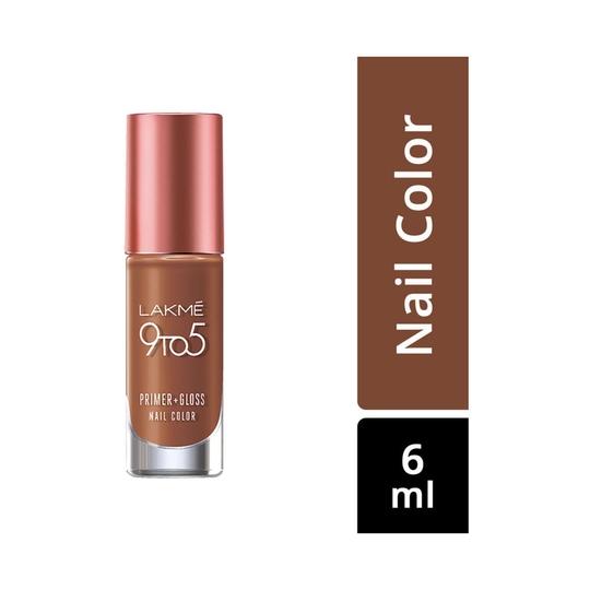 Lakme 9 To 5 Primer + Gloss Nail Color - Caramel Case (6ml)