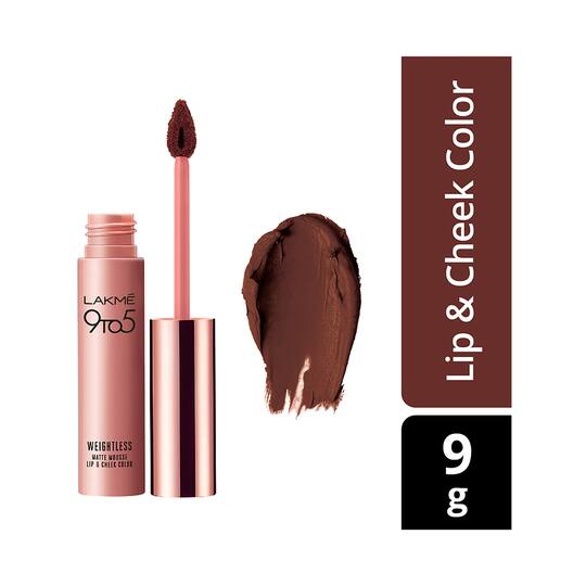 Lakme 9To5 Weightless Mousse Lip & Cheek Color - Chocolate Mousse (9g)