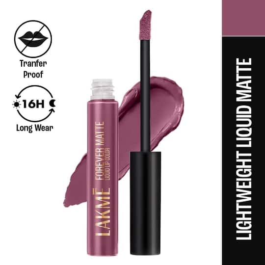 Lakme Forever Matte Liquid Lip, 16hr Lipstick, Mauve Fling, (5.6 ml)