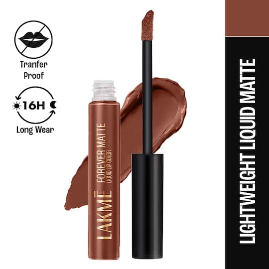 Lakme Forever Matte Liquid Lip 16hr Lipstick Lightweight & Transferproof - Nude Twist (5.6 ml)