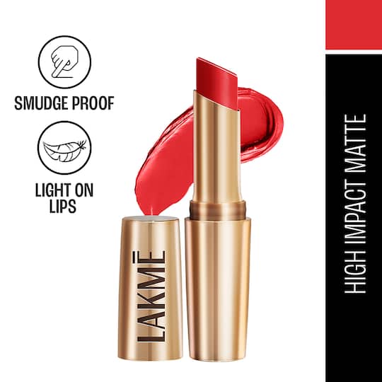 Lakme 9to5 Powerplay Priming Matte Lipstick Lasts 16hrs - Red Letter (3.6 g)