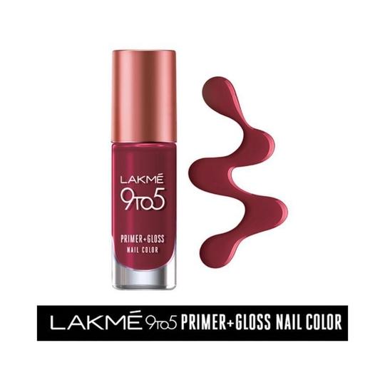 Lakme 9 To 5 Primer + Gloss Nail Color - Scarlet Blaze (6ml)