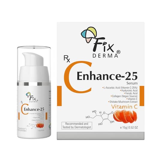 Fixderma C-Enhance-25 Serum for Glowing Skin 25% Vitamin C Reduces Fine Lines Skin Brightening (15 ml)
