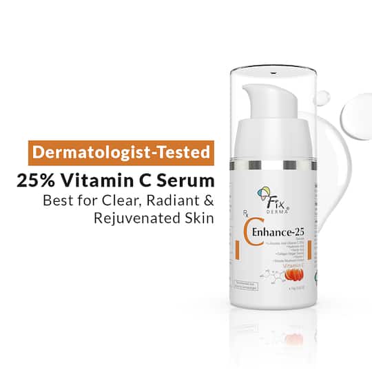 Fixderma C-Enhance-25 Serum for Glowing Skin 25% Vitamin C Reduces Fine Lines Skin Brightening (15 ml)