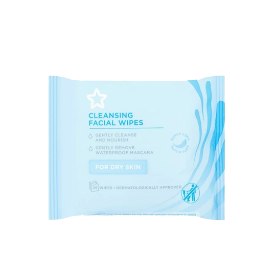 Superdrug Essential Facial Cleansing Wipes X25 For Dry & Sensitive Skin Care